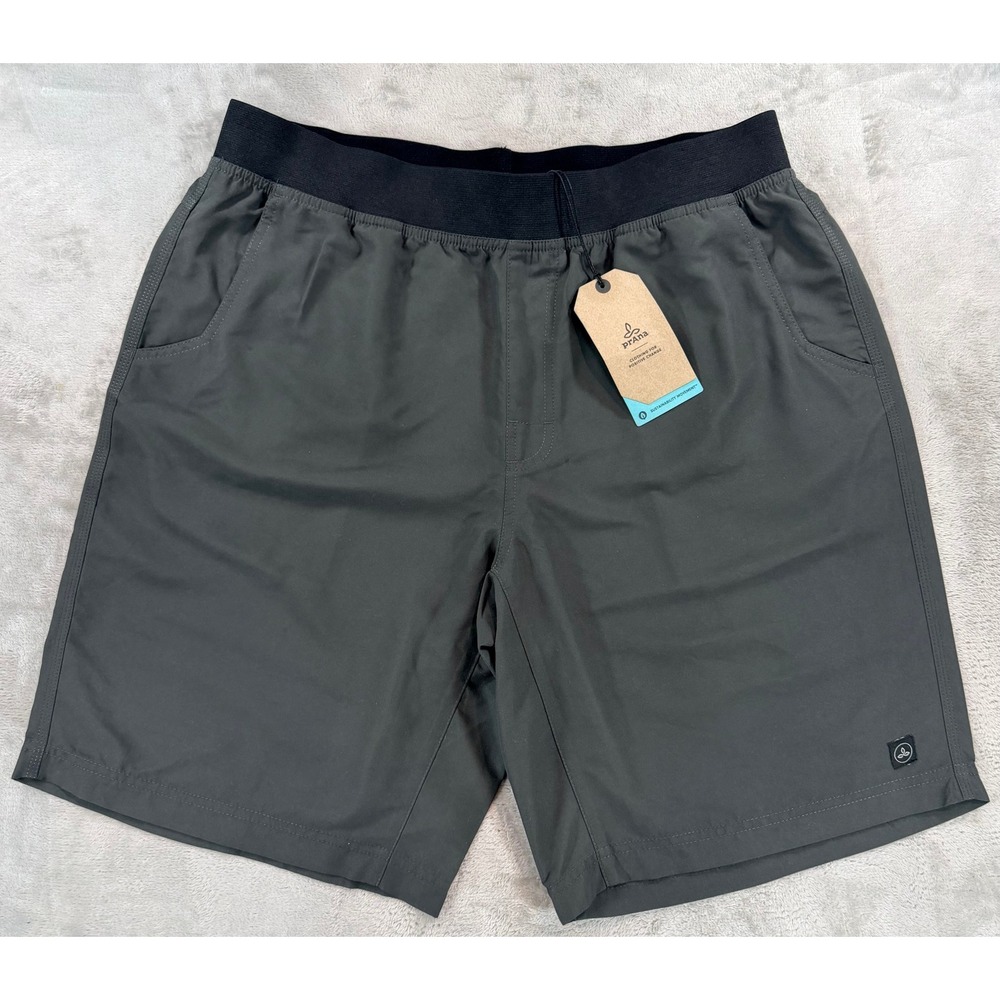 NWT PrAna Mens Mojo 10" Inseam Athletic Shorts Dark Iron Charcoal Gray XL